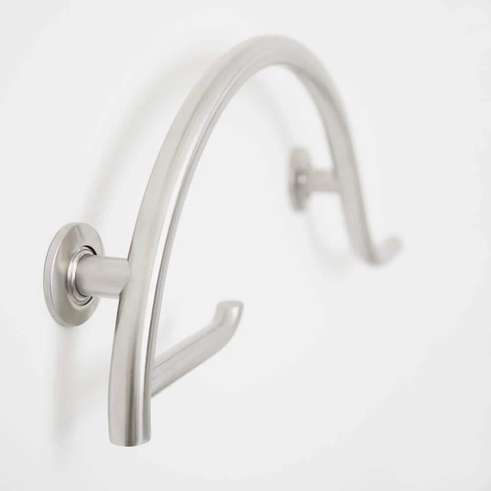 SEACHROME 30 in. Lifestyle and Wellness Pismo Curved Bathroom Shower Grab Bar with Toilet Paper Holder Bar, Right-Handed in Satin 3 SEACHROME 30 in. Lifestyle and Wellness Pismo Curved Bathroom Shower Grab Bar with Toilet Paper Holder Bar, Right-Handed in Satin - Image 3