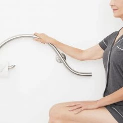 SEACHROME 30 in. Lifestyle and Wellness Pismo Curved Bathroom Shower Grab Bar with Toilet Paper Holder Bar, Right-Handed in Satin 12 SEACHROME 30 in. Lifestyle and Wellness Pismo Curved Bathroom Shower Grab Bar with Toilet Paper Holder Bar, Right-Handed in Satin -Bathroom Accessories Sales satin seachrome bathtub accessories gwr 3330 qcr ss fa 1000