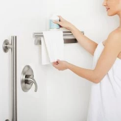 SEACHROME 14 in. x 8.5 in. Lifestyle & Wellness Corner Shower Shelf with Handle in Polished Finish -Bathroom Accessories Sales satin seachrome bathtub accessories w sc306 1406 ss 44 1000