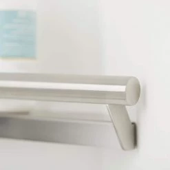 SEACHROME 14 in. x 8.5 in. Lifestyle & Wellness Corner Shower Shelf with Handle in Polished Finish -Bathroom Accessories Sales satin seachrome bathtub accessories w sc306 1406 ss 4f 1000