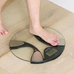 Escali Digital Glass Body Fat and Water Bathroom Scale -Bathroom Accessories Sales silver and black escali bathroom scales bfbw200 fa 1000