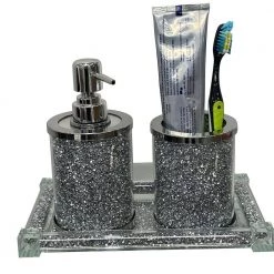 Unbranded Segers 3-Piece Bathroom Accessory Set with Soap Dispenser, Toothbrush Holder and Tray in Silver 9 Unbranded Segers 3-Piece Bathroom Accessory Set with Soap Dispenser, Toothbrush Holder and Tray in Silver -Bathroom Accessories Sales silver bathroom accessory sets ssy928 0082 4f 1000