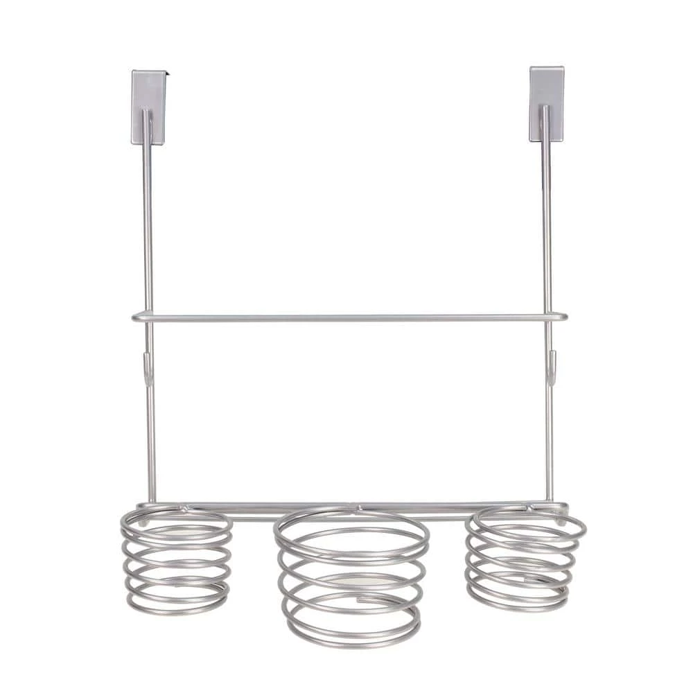 Home Basics Over the Cabinet Hairdryer Holder in Silver 1 Home Basics Over the Cabinet Hairdryer Holder in Silver