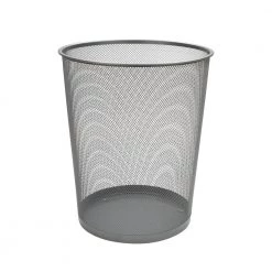 OIA Mesh Round Wastebasket in Silver
