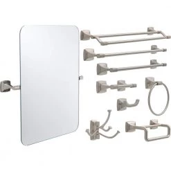 Delta Portwood Bath Accessory Set in SpotShield Brushed Nickel with Towel Bar, Toilet Paper Holder, Towel Ring and Towel Hook -Bathroom Accessories Sales spotshield brushed nickel delta bathroom hardware sets pwd64 bn 40 1000