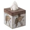 Vintiquewise Facial Square Tissue Box Holder for Your Bathroom, Office or Vanity with Decorative World Map Design