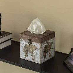 Vintiquewise Facial Square Tissue Box Holder for Your Bathroom, Office or Vanity with Decorative World Map Design -Bathroom Accessories Sales square vintiquewise tissue box covers qi004263 sq fa 1000