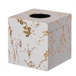 Vintiquewise Velvet Modern Decorative Paper Facial Tissue Box Holder in Square White and Gold -Bathroom Accessories Sales square white and gold vintiquewise tissue box covers qi003978 sq wtg 4f 1000