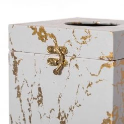 Vintiquewise Velvet Modern Decorative Paper Facial Tissue Box Holder in Square White and Gold -Bathroom Accessories Sales square white and gold vintiquewise tissue box covers qi003978 sq wtg 76 1000