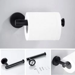 ATKING 5-Piece Bath Hardware with Towel Bar Towel Hook Toilet Paper Holder and Towel Ring Set in Matte Black 11 ATKING 5-Piece Bath Hardware with Towel Bar Towel Hook Toilet Paper Holder and Towel Ring Set in Matte Black -Bathroom Accessories Sales stainless steel bathroom hardware sets a5bk 522 1f 1000