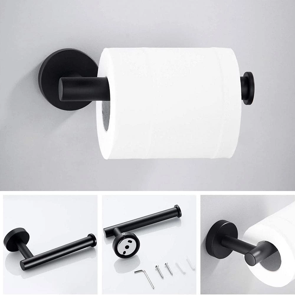 ATKING 5-Piece Bath Hardware with Towel Bar Towel Hook Toilet Paper Holder and Towel Ring Set in Matte Black 5 ATKING 5-Piece Bath Hardware with Towel Bar Towel Hook Toilet Paper Holder and Towel Ring Set in Matte Black - Image 5