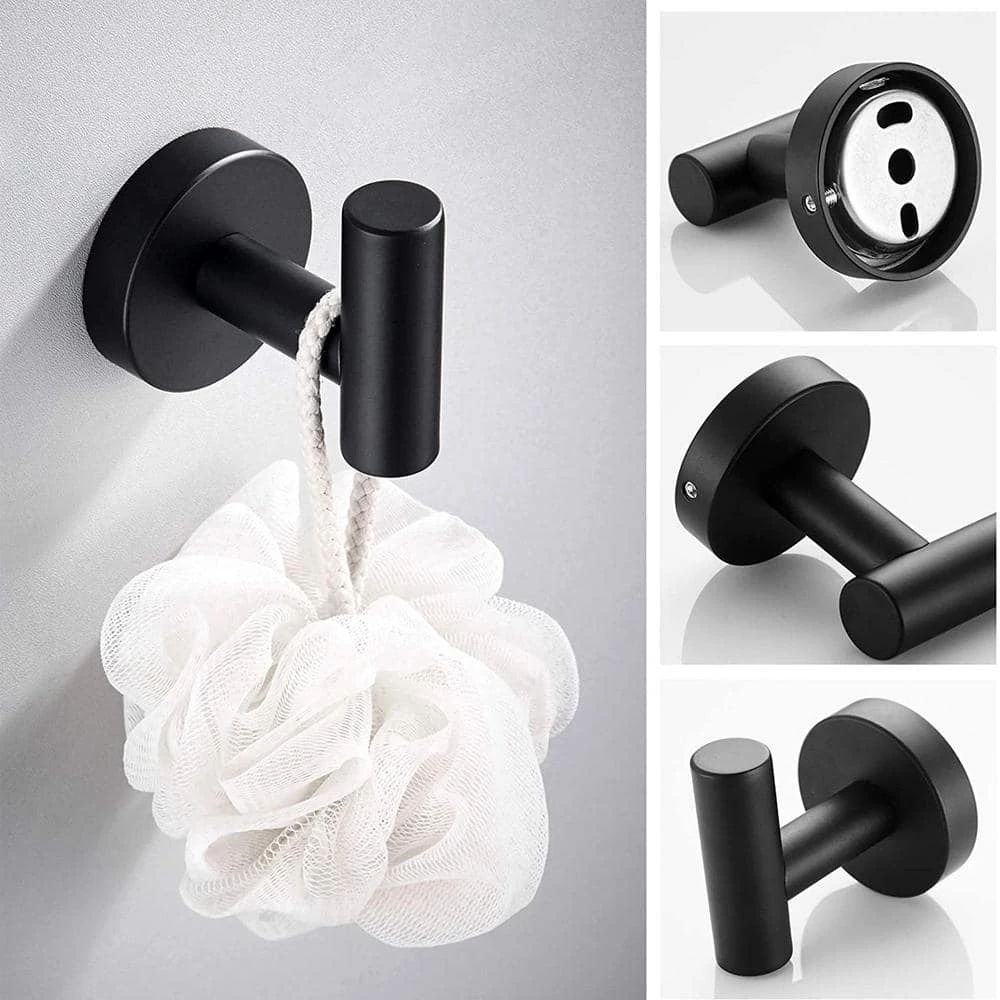 ATKING 5-Piece Bath Hardware with Towel Bar Towel Hook Toilet Paper Holder and Towel Ring Set in Matte Black 6 ATKING 5-Piece Bath Hardware with Towel Bar Towel Hook Toilet Paper Holder and Towel Ring Set in Matte Black - Image 6