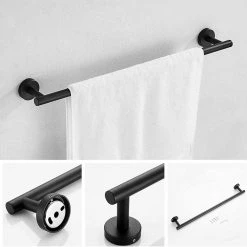 ATKING 5-Piece Bath Hardware with Towel Bar Towel Hook Toilet Paper Holder and Towel Ring Set in Matte Black 9 ATKING 5-Piece Bath Hardware with Towel Bar Towel Hook Toilet Paper Holder and Towel Ring Set in Matte Black -Bathroom Accessories Sales stainless steel bathroom hardware sets a5bk 522 c3 1000