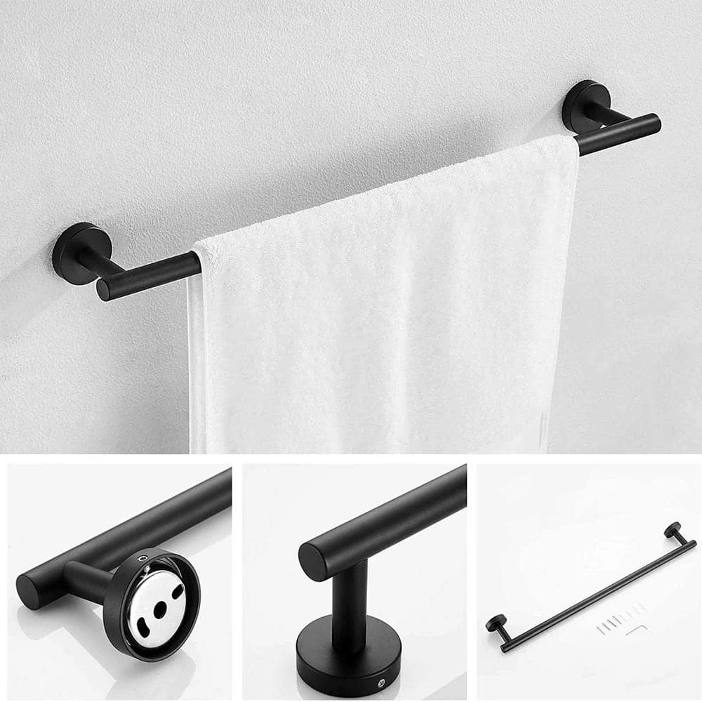 ATKING 5-Piece Bath Hardware with Towel Bar Towel Hook Toilet Paper Holder and Towel Ring Set in Matte Black 3 ATKING 5-Piece Bath Hardware with Towel Bar Towel Hook Toilet Paper Holder and Towel Ring Set in Matte Black - Image 3