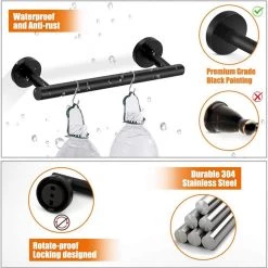 Ruiling Porter 6- Piece Bath Hardware Set with Towel Ring Toilet Paper Holder Towel Hook and Towel Bar in Stainless Steel Black 15 Ruiling Porter 6- Piece Bath Hardware Set with Towel Ring Toilet Paper Holder Towel Hook and Towel Bar in Stainless Steel Black -Bathroom Accessories Sales stainless steel black ruiling bathroom hardware sets atk 216 44 1000