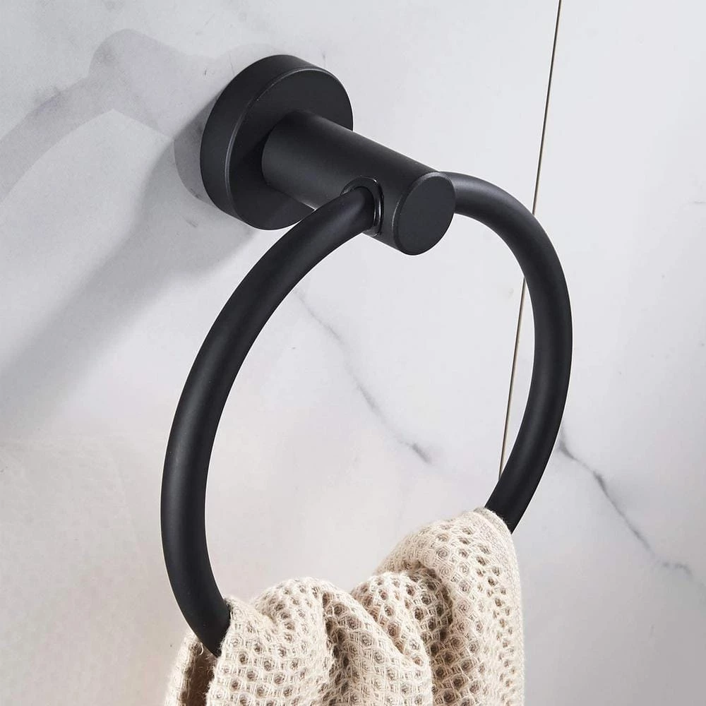 Ruiling Porter 6- Piece Bath Hardware Set with Towel Ring Toilet Paper Holder Towel Hook and Towel Bar in Stainless Steel Black 5 Ruiling Porter 6- Piece Bath Hardware Set with Towel Ring Toilet Paper Holder Towel Hook and Towel Bar in Stainless Steel Black - Image 5