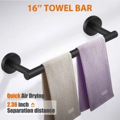 Ruiling Porter 6- Piece Bath Hardware Set with Towel Ring Toilet Paper Holder Towel Hook and Towel Bar in Stainless Steel Black 17 Ruiling Porter 6- Piece Bath Hardware Set with Towel Ring Toilet Paper Holder Towel Hook and Towel Bar in Stainless Steel Black -Bathroom Accessories Sales stainless steel black ruiling bathroom hardware sets atk 216 76 1000