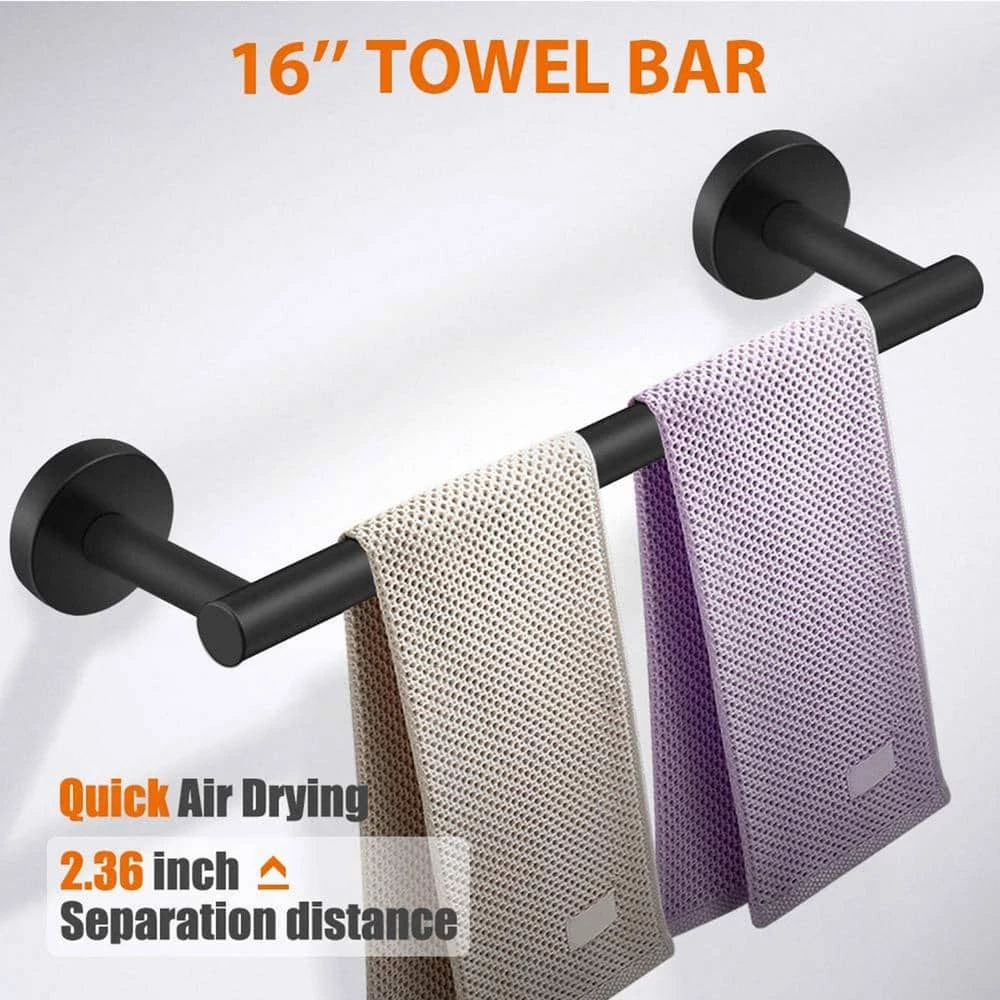 Ruiling Porter 6- Piece Bath Hardware Set with Towel Ring Toilet Paper Holder Towel Hook and Towel Bar in Stainless Steel Black 9 Ruiling Porter 6- Piece Bath Hardware Set with Towel Ring Toilet Paper Holder Towel Hook and Towel Bar in Stainless Steel Black - Image 9