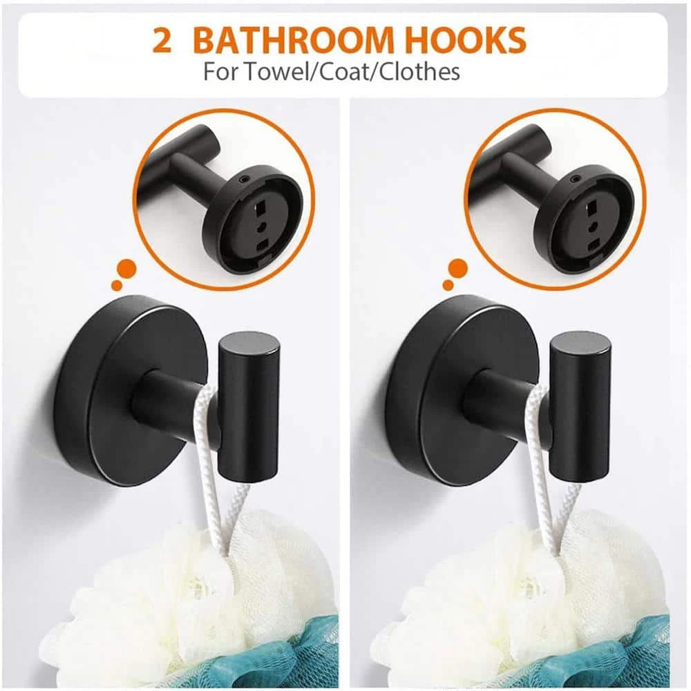 Ruiling Porter 6- Piece Bath Hardware Set with Towel Ring Toilet Paper Holder Towel Hook and Towel Bar in Stainless Steel Black 8 Ruiling Porter 6- Piece Bath Hardware Set with Towel Ring Toilet Paper Holder Towel Hook and Towel Bar in Stainless Steel Black - Image 8