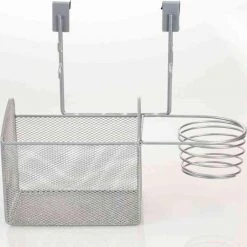 Home Basics 12 in. W Over-the-Cabinet Hair Tool Organizer in Stainless Steel