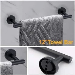 Ruiling Porter 3-Piece Bath Hardware Set with Towel Hook and Toilet Paper Holder and 12 in. Towel Bar in Stainless Steel Black 11 Ruiling Porter 3-Piece Bath Hardware Set with Towel Hook and Toilet Paper Holder and 12 in. Towel Bar in Stainless Steel Black -Bathroom Accessories Sales stainless steel matte black ruiling bathroom hardware sets atk 203 44 1000