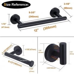 Ruiling Porter 3-Piece Bath Hardware Set with Towel Hook and Toilet Paper Holder and 12 in. Towel Bar in Stainless Steel Black 13 Ruiling Porter 3-Piece Bath Hardware Set with Towel Hook and Toilet Paper Holder and 12 in. Towel Bar in Stainless Steel Black -Bathroom Accessories Sales stainless steel matte black ruiling bathroom hardware sets atk 203 76 1000