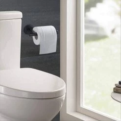 Ruiling Wall Mounted Single Arm Toilet Paper Holder in Stainless Steel Matte Black -Bathroom Accessories Sales stainless steel matte black ruiling toilet paper holders atk 197 40 1000