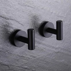 Ruiling Round Bathroom Robe Hook and Towel Hook in Stainless Steel Matte Black (2-Pack) -Bathroom Accessories Sales stainless steel matte black ruiling towel hooks atk 194 1d 1000
