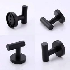 Ruiling Round Bathroom Robe Hook and Towel Hook in Stainless Steel Matte Black (2-Pack) -Bathroom Accessories Sales stainless steel matte black ruiling towel hooks atk 194 66 1000