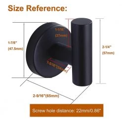 Ruiling Round Bathroom Robe Hook and Towel Hook in Stainless Steel Matte Black (2-Pack) -Bathroom Accessories Sales stainless steel matte black ruiling towel hooks atk 194 a0 1000