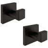 Ruiling Square Bathroom Robe Hook and Towel Hook in Stainless Steel Matte Black (2-Pack)