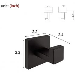 Ruiling Square Bathroom Robe Hook and Towel Hook in Stainless Steel Matte Black (2-Pack) -Bathroom Accessories Sales stainless steel matte black ruiling towel hooks atk 200 c3 1000