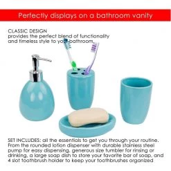 Unbranded 4-Piece Bath Accessory Set in Turquoise -Bathroom Accessories Sales turquoise bathroom accessory sets hdc51021 1f 1000