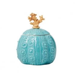 SKL Home South Seas Cotton Jar, Resin, Turquoise
