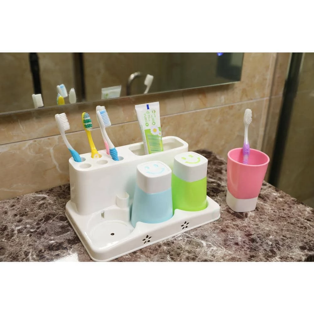 Basicwise Family Size Toothbrush and Toothpaste Holder with 3-Cups 8 Basicwise Family Size Toothbrush and Toothpaste Holder with 3-Cups - Image 8