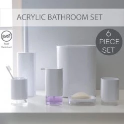 Bath Bliss 6 Piece Acrylic Bathroom Set in White -Bathroom Accessories Sales white bath bliss bathroom accessory sets 27033 white c3 1000