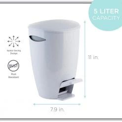 Bath Bliss 5 L Contour Step Pedal Waste Bin in White -Bathroom Accessories Sales white bath bliss bathroom trash cans 10077 white 44 1000