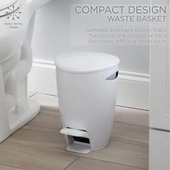 Bath Bliss 5 L Contour Step Pedal Waste Bin in White -Bathroom Accessories Sales white bath bliss bathroom trash cans 10077 white 4f 1000