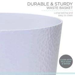 Bath Bliss Hammered Round Trash Bin, White -Bathroom Accessories Sales white bath bliss bathroom trash cans 22282 white 1f 1000