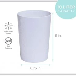 Bath Bliss Hammered Round Trash Bin, White -Bathroom Accessories Sales white bath bliss bathroom trash cans 22282 white 44 1000