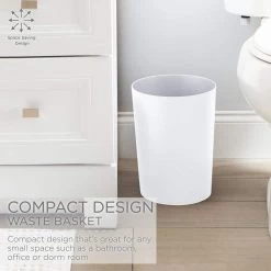 Bath Bliss Hammered Round Trash Bin, White -Bathroom Accessories Sales white bath bliss bathroom trash cans 22282 white 4f 1000