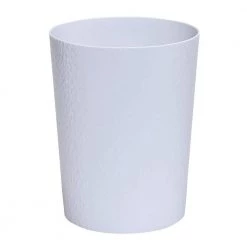 Bath Bliss Hammered Round Trash Bin, White