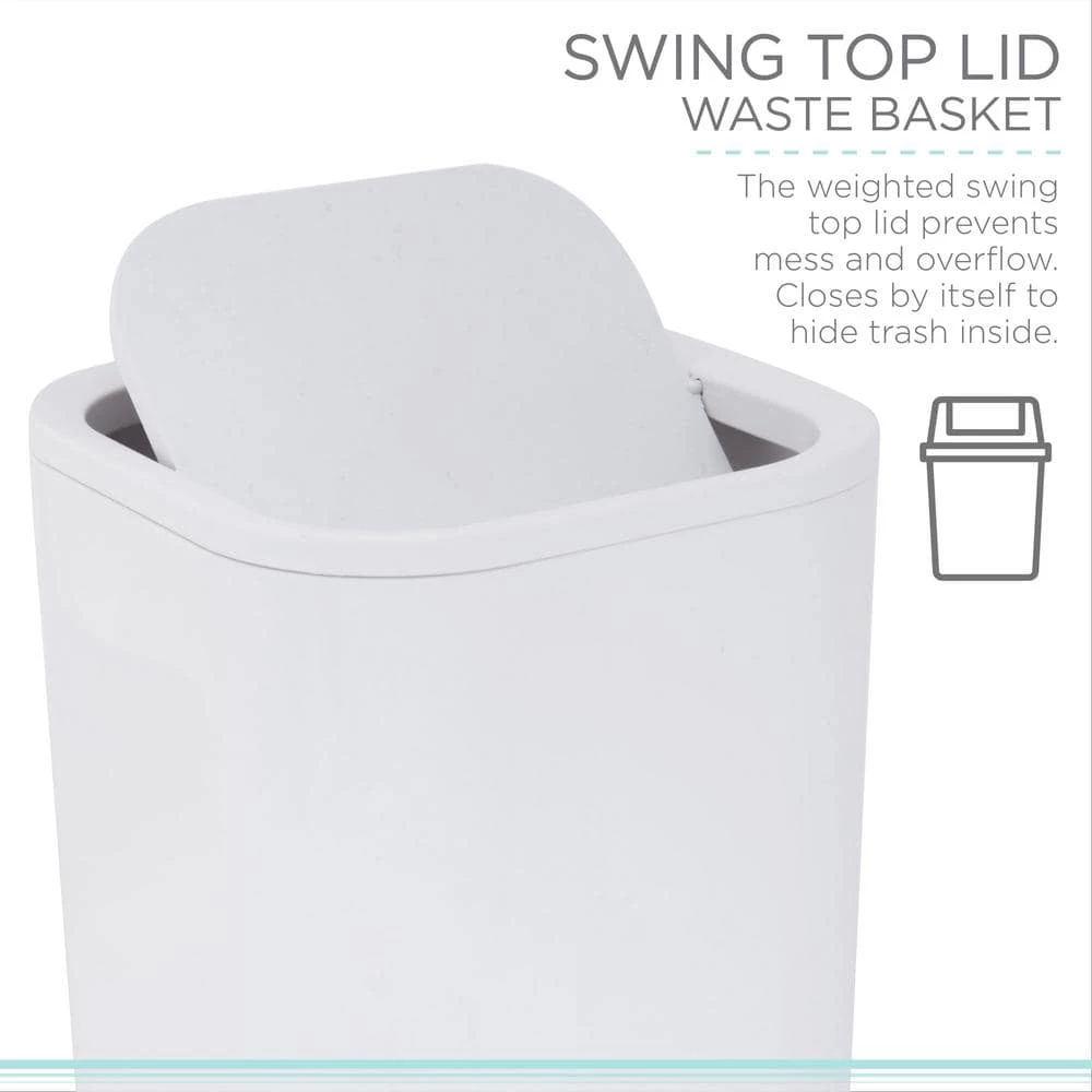 Bath Bliss 8L Acrylic Waste Bin in White 4 Bath Bliss 8L Acrylic Waste Bin in White - Image 4