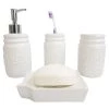 Unbranded Dolomite Mason Jar 4-Piece Bath Accessory Set in White
