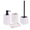 Unbranded Stone 4-Pieces Bath Accessory Set with Soap Pump, Tumbler, Soap Dish and Toilet Brush Holder in Polyresin White