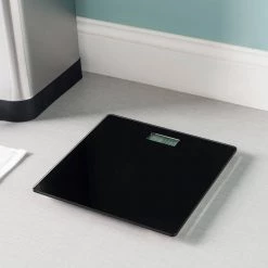 Unbranded Contemporary Sleek LCD Bathroom Scale in Black -Bathroom Accessories Sales white bathroom scales hdc71891 3pack 44 1000