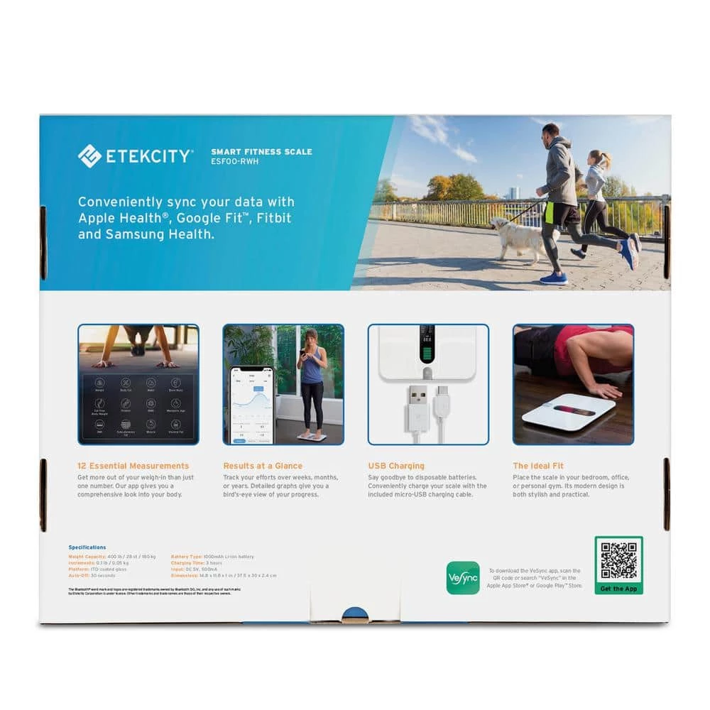 Etekcity White Ultrawide Smart Fitness Scale 4 Etekcity White Ultrawide Smart Fitness Scale - Image 4