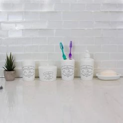 Home Basics Paris 7-Piece Bath Accessory Set in White -Bathroom Accessories Sales white home basics bathroom accessory sets ba41542 44 1000