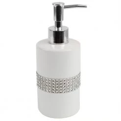 Home Basics Luxury with Stunning Sequin Accents 4-Piece Ceramic Bath Accessory Set in White -Bathroom Accessories Sales white home basics bathroom accessory sets ba41924 1d 1000
