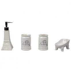 Home Basics 4-Piece Le Bain Paris Eiffel Tower Ceramic Bath Accessory Set in White